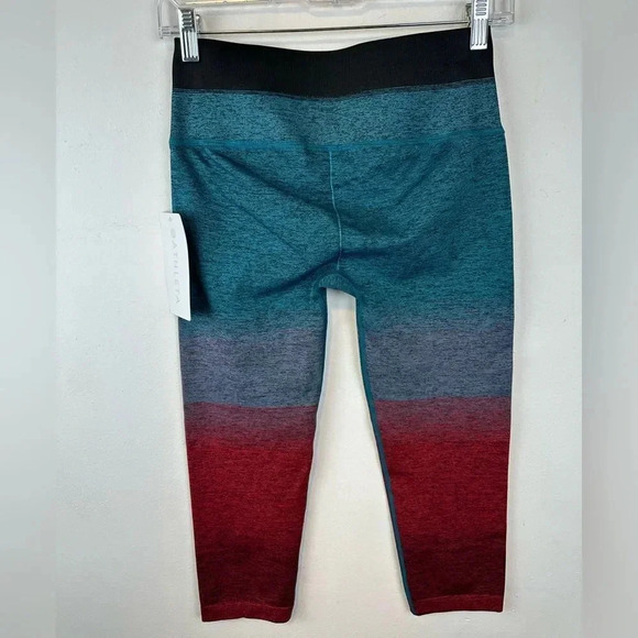 ATHLETA Relay Capri Gradient Ombre Multi Red Blue Activewear Workout Legging - Picture 4 of 13